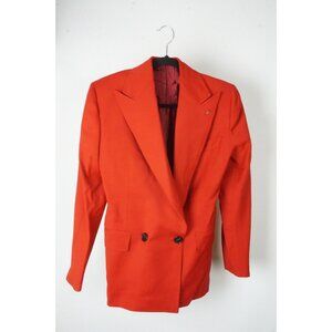 Isaia Solid Cherry Red Peak Lapel Wool Womens Blazer Sz 40R BRAND NEW